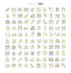 Set of linear icons of Greece