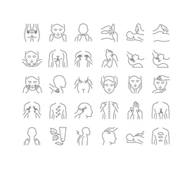 Fotobehang Set of linear icons of Massage and Manual Therapy © M.Style