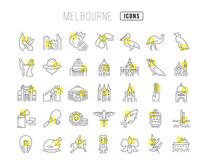 Set of linear icons of Melbourne © M.Style