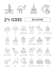 Set of linear icons of Melbourne