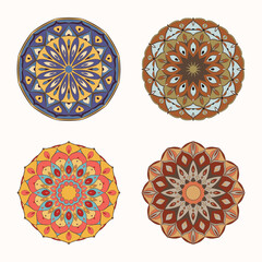 set of colorful mandala art designs