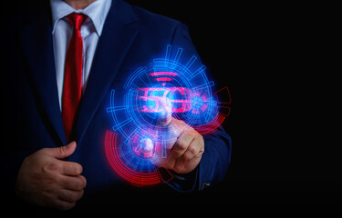 Wi-Fi wireless internet technology For convenience In daily life, wireless internet concept provides free WiFi network signal.with wifi icon, social network concept, business communication, with speed