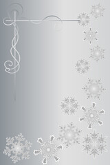 silver frame and place for text with frames with fbeautiful large snowflakes