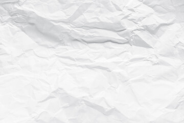 White crumpled paper texture background.