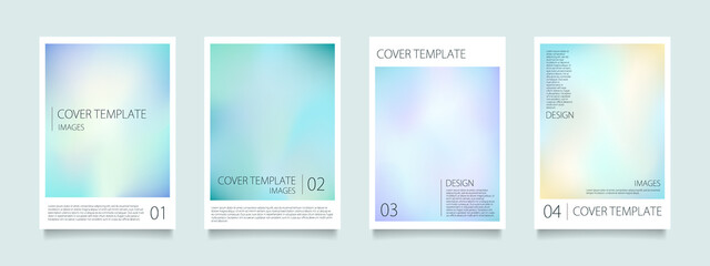 青色をメインとしたグラデーションメッシュのベクターカバーデザインセット（イラスト）。ビジネスのパンフレット、カード、ポスターなどの背景として。 - obrazy, fototapety, plakaty