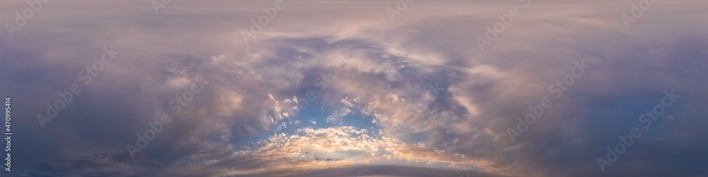 Canvas Prints overcast sky panorama on sunset with cumulus clouds in seamless spherical equirectangular format as 