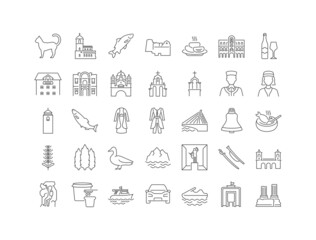 Podgorica. Collection of perfectly thin icons for web design, app, and the most modern projects. The kit of signs for category Countries and Cities.