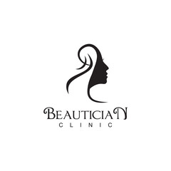 Woman face outline logo design for beautician clinic