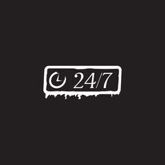 Sign board logo of 24 hours in 7 days design