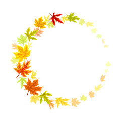 Maple Palmate Leaves of Bright Autumn Colour Arranged in Decorative Border Line Vector Illustration