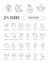 Sanitation. Collection of perfectly thin icons for web design, app, and the most modern projects. The kit of signs for category Medicine.