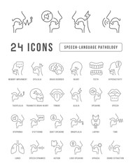 Obraz na płótnie Canvas Speech-Language Pathology. Collection of perfectly thin icons for web design, app, and the most modern projects. The kit of signs for category Medicine.