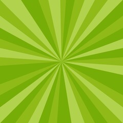 Sunlight rays background. Green color burst background.
