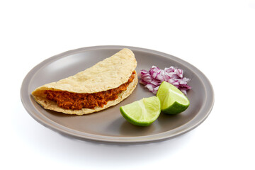 Tacos de Cochinita Pibil, tradicional comida mexicana. Cocina típica de la región de Yucatán al sur México.