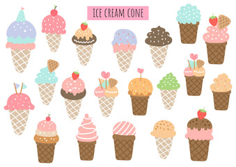 Ice cream, summer vector. 