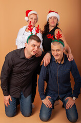 a group of friends for the new year and Christmas depict the fun of 2022