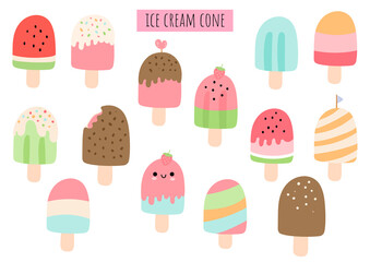 Ice cream, summer vector. 