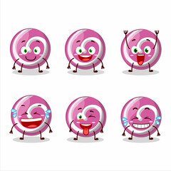 Cartoon character of pink sweet candy with smile expression