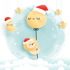Christmas card with baby animal. Christmas element