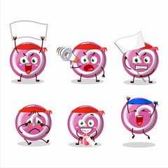 Mascot design style of pink sweet candy character as an attractive supporter