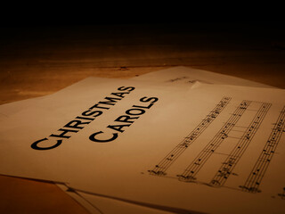 Christmas carols music sheet vintage style 
