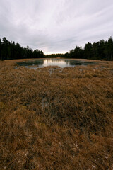 Image from the Tretj&oslash;nna Lakes up in the Toten&aring;sen Hills in early winter with ice.