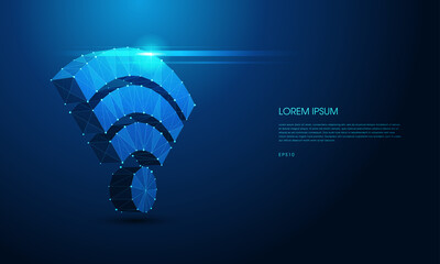 Wireless network symbol in futuristic theme, conceptual design of abstract Wi-Fi symbol. Vector illustration.