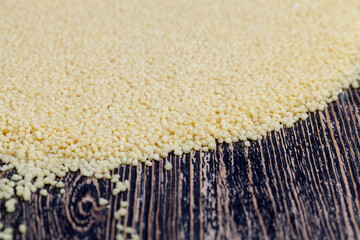 yellow dry crushed couscous is a traditional food for Africa