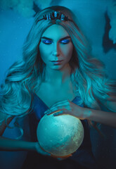Naklejka premium Woman-moon cosplay. Art photo
