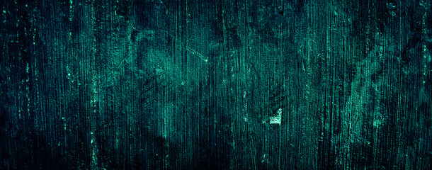dark blue green teal grunge abstract concrete wall texture background, panoramic background