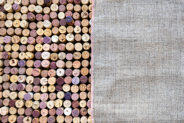 Natural burlap and wine cork textures