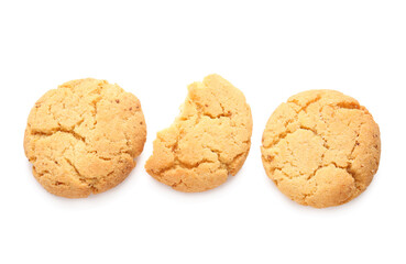 Delicious homemade cookies on white background