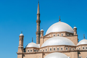 cairo, egypt. 9th october, 2021: indoor architecture of saladin mosque more known as mohammed ali.