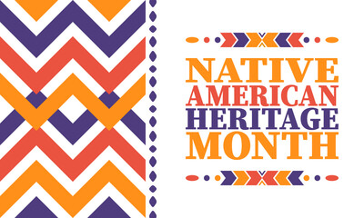 Native American Heritage Month. American Indian culture. Celebrate annual in in November in United States. Tradition Indian pattern. Poster and banner. Vector authentic ornament, ethnic illustration