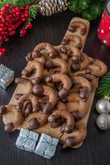 chocolate crescent christmas cookies