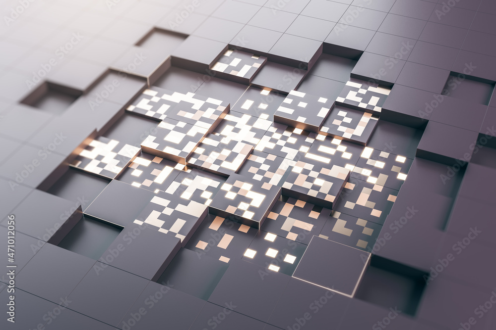 Leinwandbilder abstract glowing gray square texture. technology and design concept. 3d rendering.