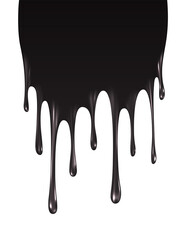 Realistic black paint drips isolated on a white background. The flowing black liquid. Dripping paint. Vector illustration