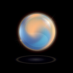 Glowing colorful magic sphere illustration on a black background