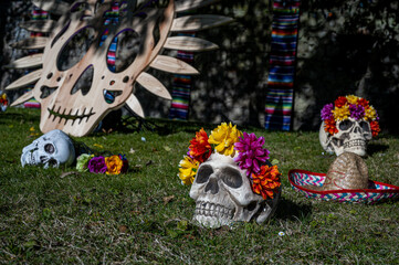 Day of the Dead or Mexico Halloween Skull decoration. Sugar skull