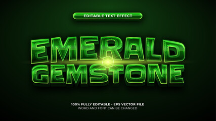 title text effect template. green emerald gems 3d style, crystal vector layered
