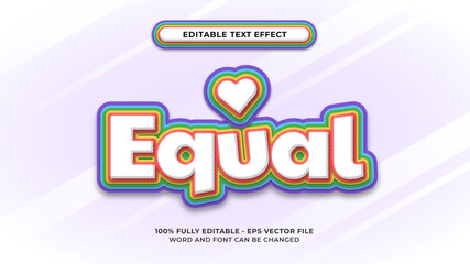 title text effect template. Equal bold rainbow and layered style, colorful vector layered