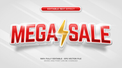 title text effect template. mega sale promo title lightning style 3d and bold vector layered