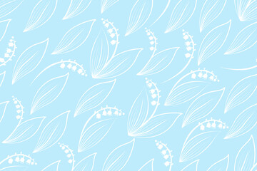 Fototapeta premium Lily of the valley seamles pattern. Vector illustration