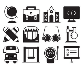 education and school supplies icons set vector