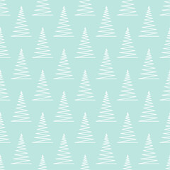 Obraz premium Seamless pattern with geometric Christmas trees. Winter holidays collection. Merry Christmas and Happy New year abstract textured background design. Modern elegant wallpaper. Vector illustration.