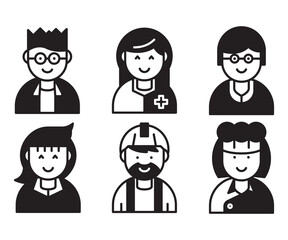 job and profession profile avatar vector set