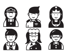job and profession profile avatar vector set