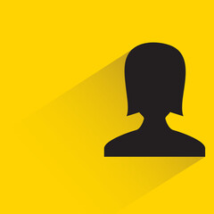 silhouette woman face with drop shadow on yellow background