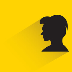 silhouette woman face with drop shadow on yellow background