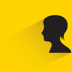 silhouette woman face with drop shadow on yellow background